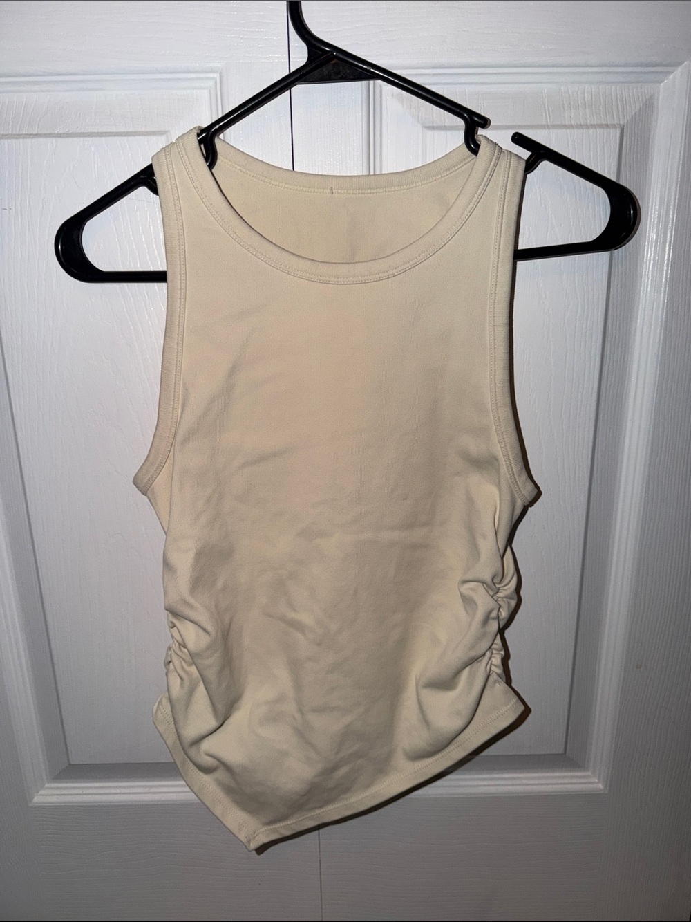 Ruched Cream Tank Top for Women - Classic Sleeveless Layering
